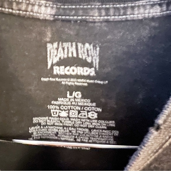 Death Row Distressed Burnout Out T-shirt Short Sleeves Round Neck Size Large - Picture 5 of 6